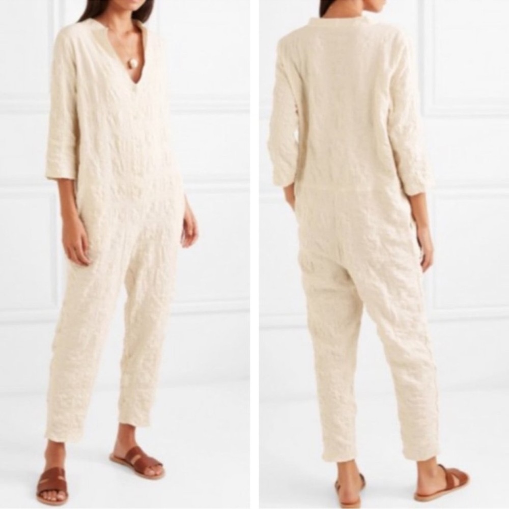 Hatch The Taylor Jumpsuit Crinkled Cotton One Piece